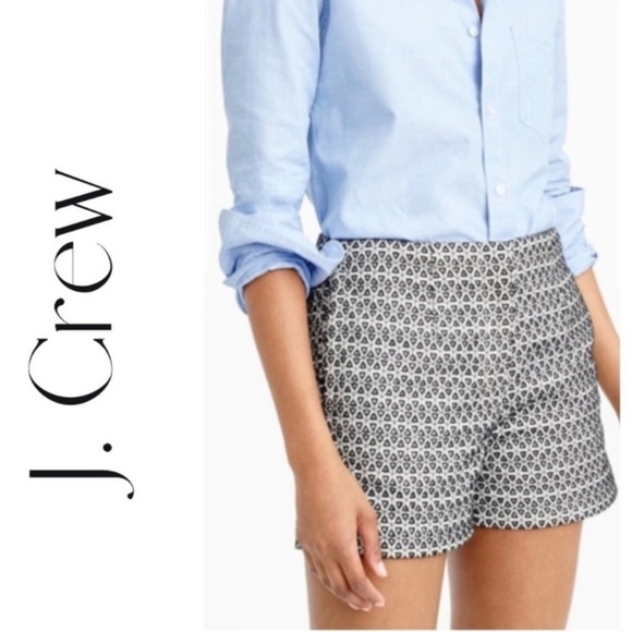 J. Crew Pants - 𝅺J. Crew Geo Eyelet Black & White Shorts Size 10 NWT